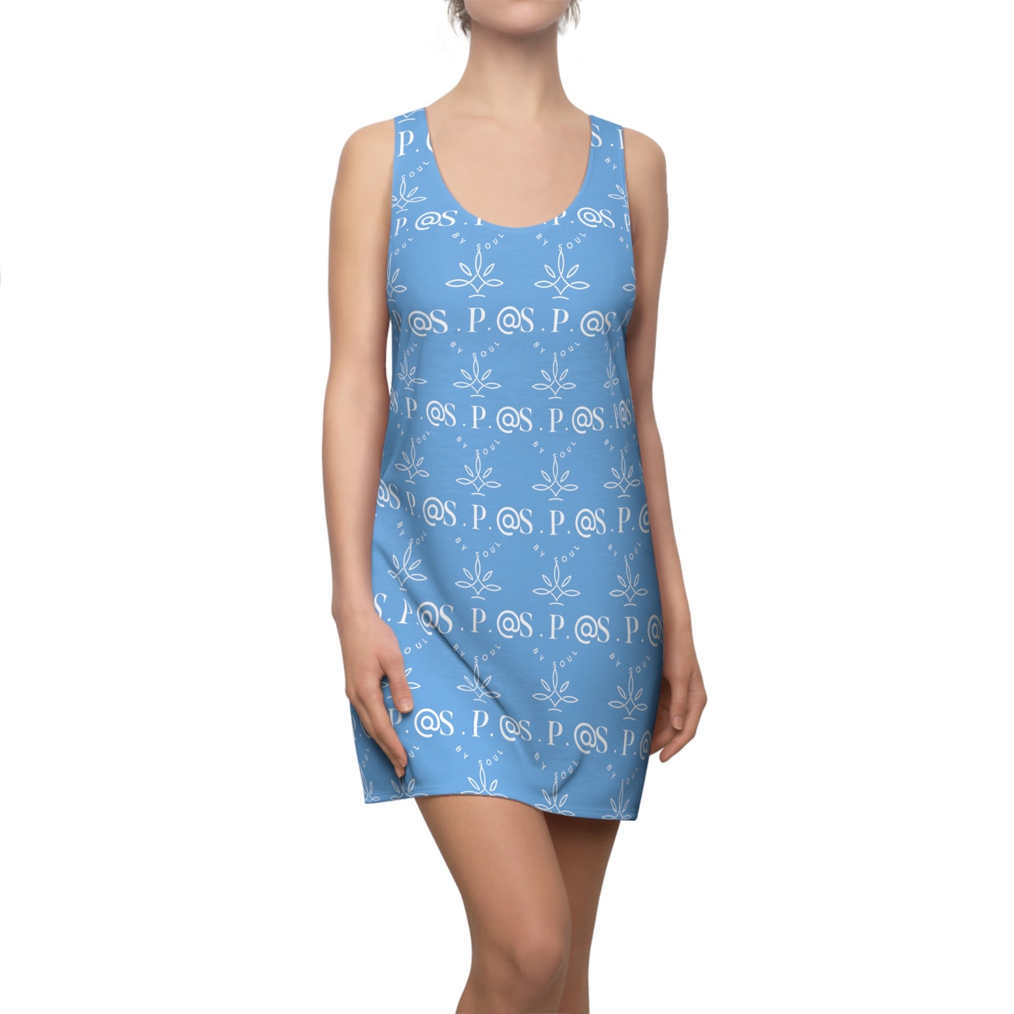 Women's Cut & Sew Racerback Dress -Light Blue.